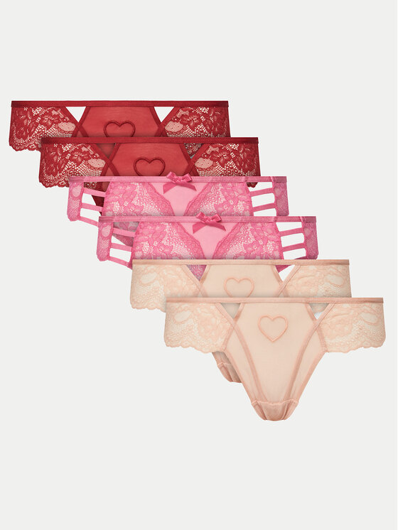 Hunkemöller Комплект 6 чифта бикини бразилиана 207186 Червен за Жени цена