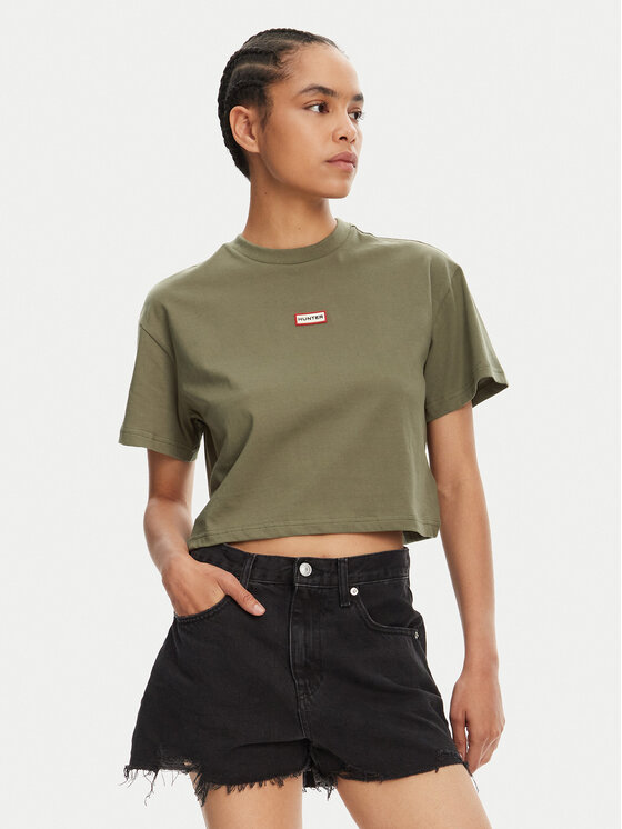 Hunter Тишърт Abby HARW0059251 Каки Boxy Fit за Жени цена