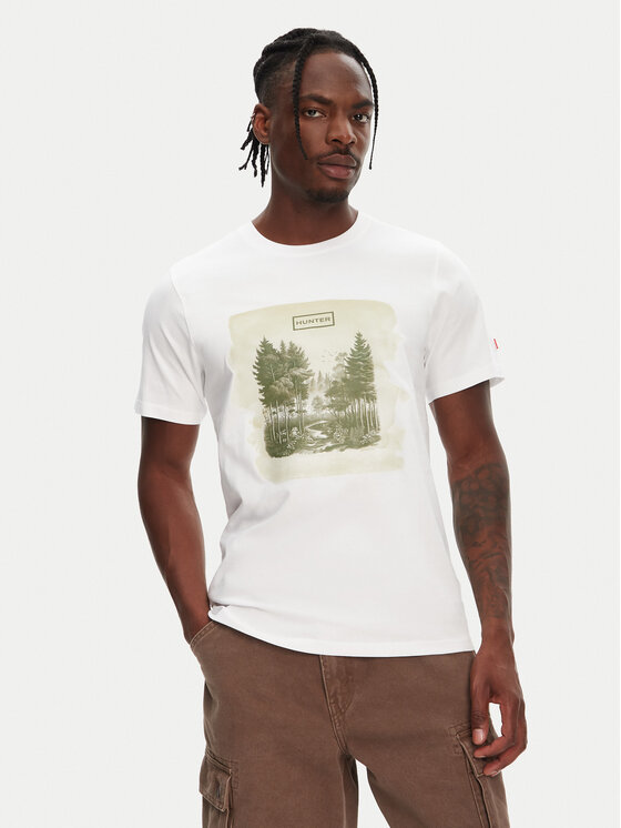 Hunter Тишърт Duart Graphic HARM0033251 Бял Regular Fit за Мъже цена