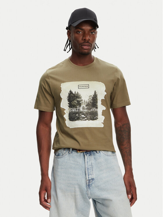 Hunter Тишърт Duart Graphic HARM0033251 Каки Regular Fit за Мъже цена