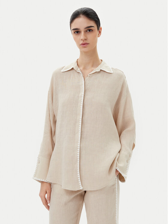 ICONA Риза RP5LE003 Бежов Relaxed Fit за Жени цена