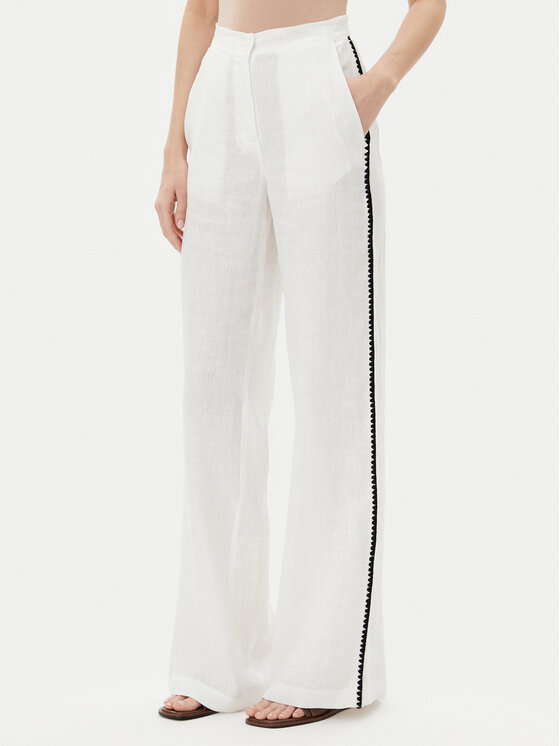 ICONA Текстилни панталони RP5LE005 Бял Relaxed Fit за Жени цена