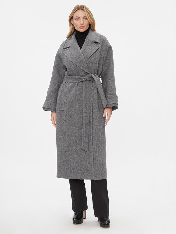 IVY OAK Вълнено палто Claudia IO1123F1115 Сив Loose Fit за Жени цена