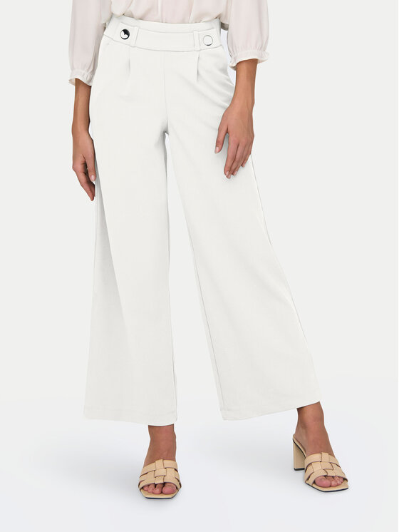 JDY Текстилни панталони Geggo 15208430 Бял Wide Leg за Жени цена