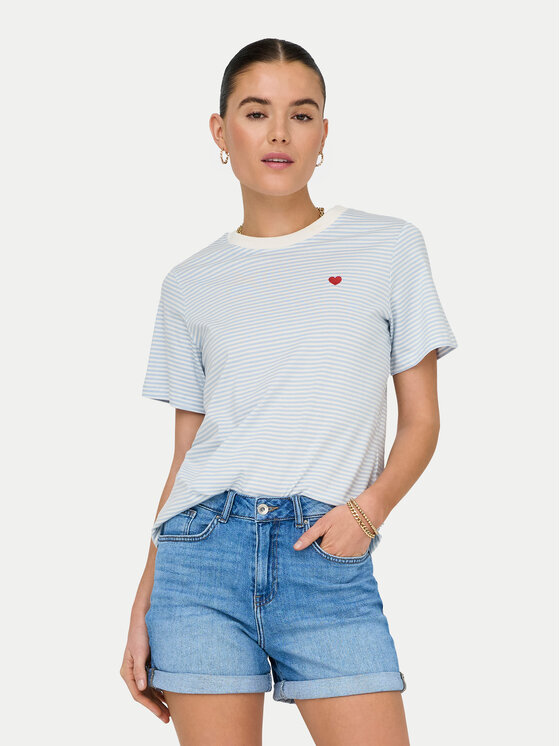 JDY Тишърт Pisa 15298612 Светлосиньо Regular Fit за Жени цена