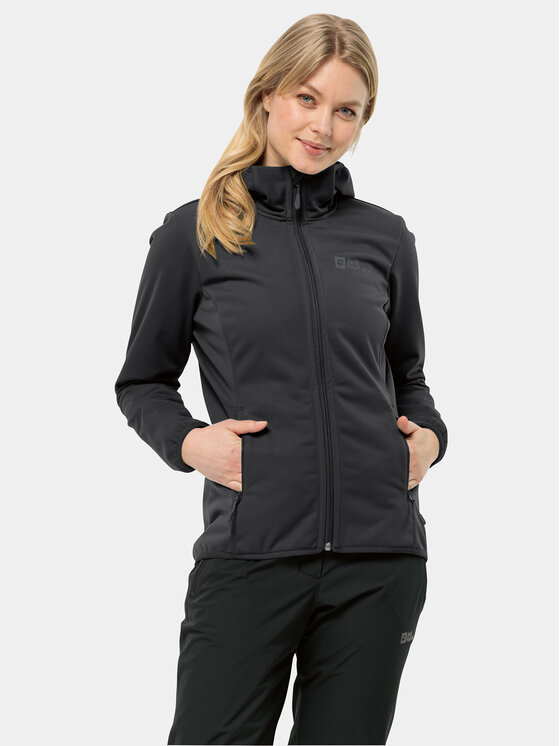 Jack Wolfskin Яке softshell Windhain Hoody 1307481 Черен Regular Fit за Жени цена