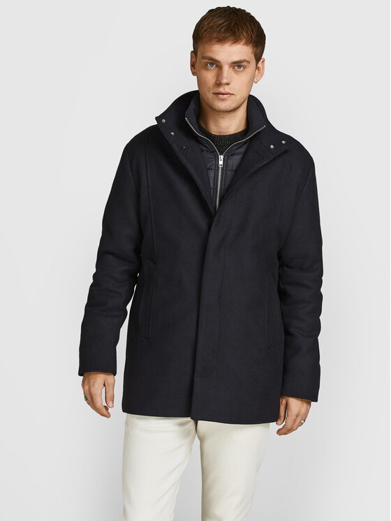 Jack&Jones Вълнено палто Dunham 12189349 Черен Regular Fit за Мъже цена