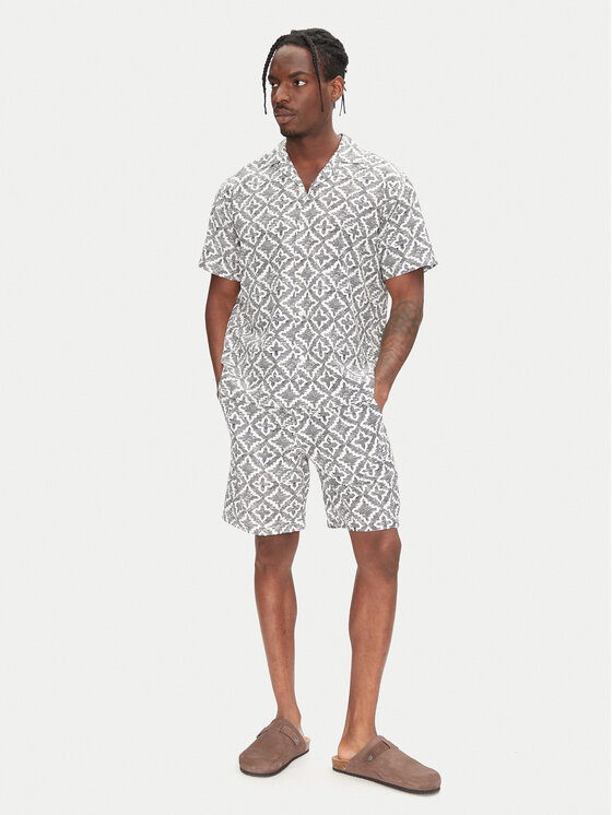 Jack&Jones Комплект от риза и текстилни шорти Seersucker 12284648 Сив Relaxed Fit за Мъже цена