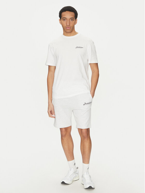 Jack&Jones Комплект тишърт и спортни шорти Beau 12277466 Бял Relaxed Fit за Мъже цена