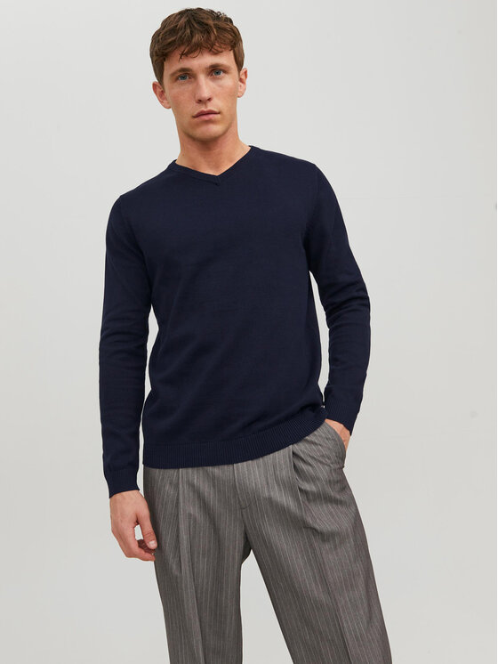 Jack&Jones Пуловер 12137194 Тъмносин Regular Fit за Мъже цена