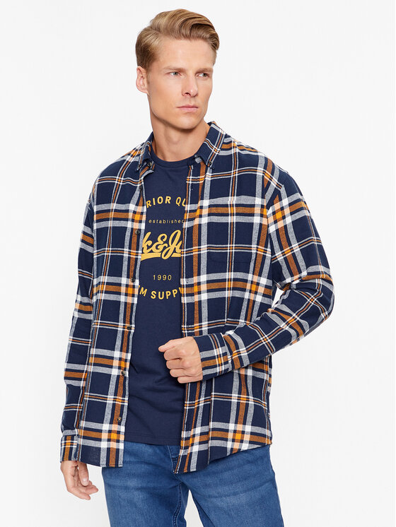 Jack&Jones Риза 12235982 Тъмносин Slim Fit за Мъже цена
