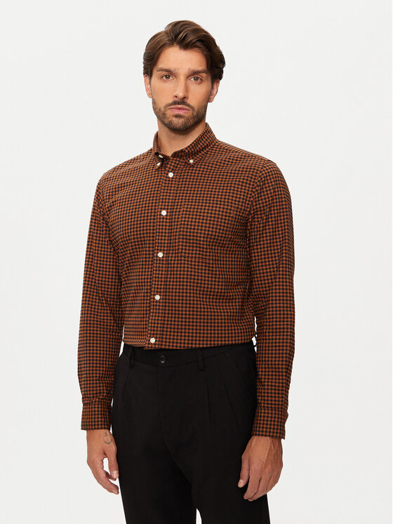 Jack&Jones Риза Brook 12192150 Кафяв Slim Fit за Мъже цена