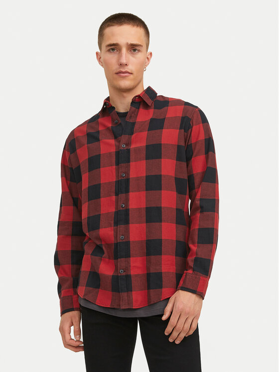 Jack&Jones Риза Gingham 12181602 Червен Slim Fit за Мъже цена