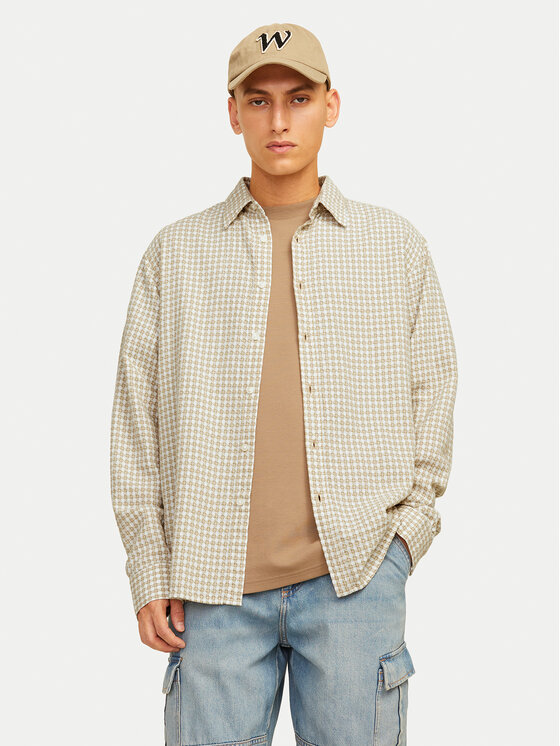Jack&Jones Риза Joshua 12260673 Бежов Relaxed Fit за Мъже цена