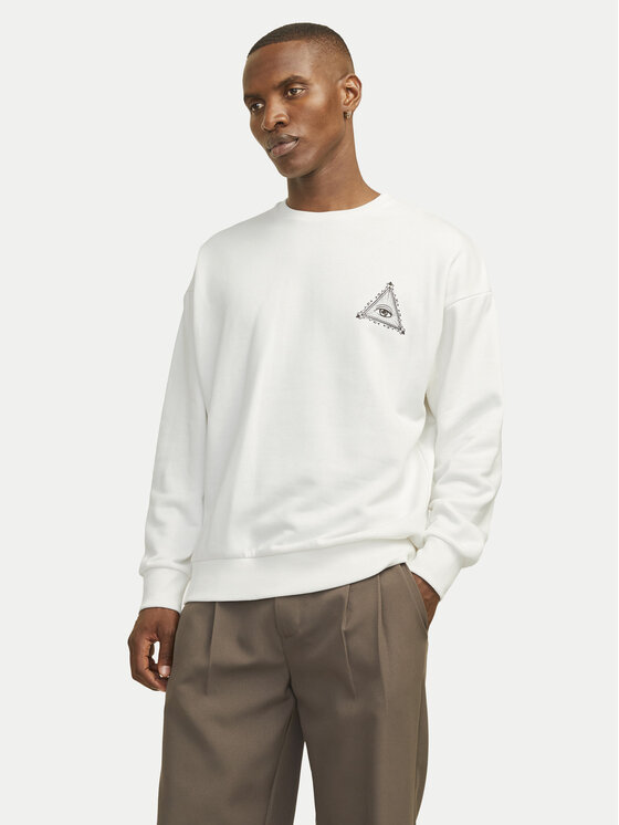 Jack&Jones Суитшърт Mystic 12257735 Бял Relaxed Fit за Мъже цена