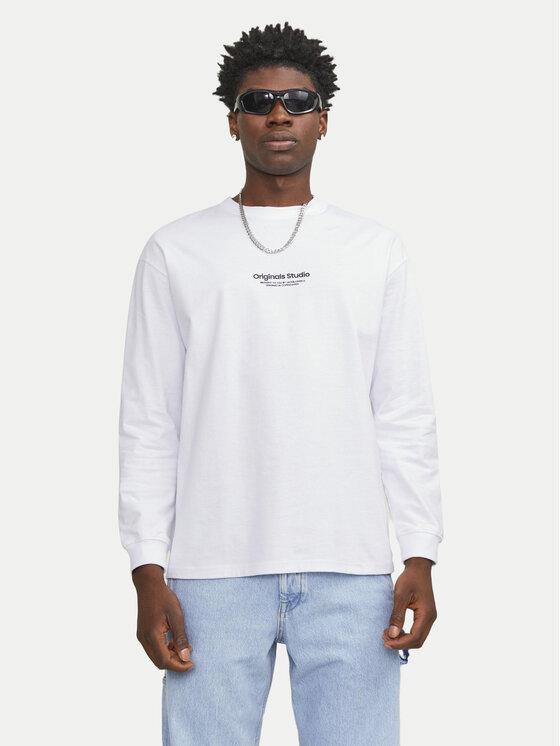 Jack&Jones Тениска с дълъг ръкав Vesterbro 12251775 Бял Loose Fit за Мъже цена