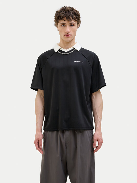 Jack&Jones Тениска с яка и копчета Lido 12276758 Черен Loose Fit за Мъже цена
