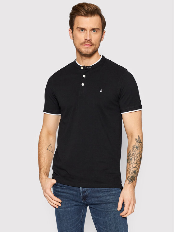 Jack&Jones Тениска с яка и копчета Paulos 12199711 Черен Regular Fit за Мъже цена