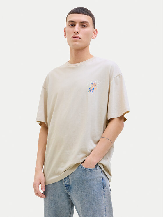 Jack&Jones Тишърт Charge 12269384 Бежов Relaxed Fit за Мъже цена