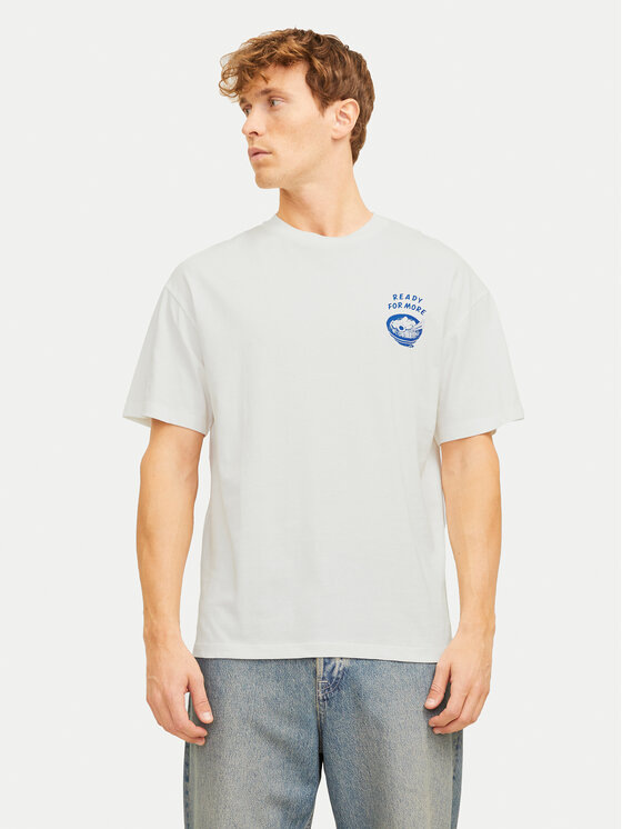 Jack&Jones Тишърт Charge 12269384 Бял Relaxed Fit за Мъже цена