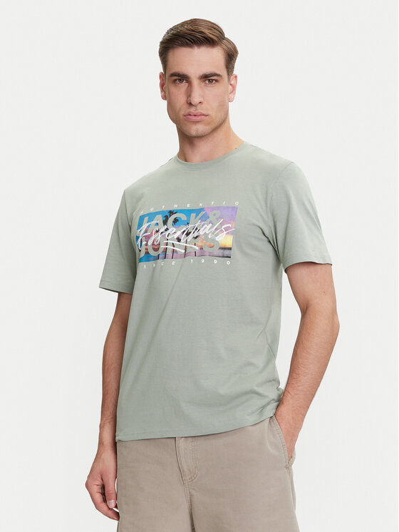 Jack&Jones Тишърт Colton 12268438 Зелен Standard Fit за Мъже цена