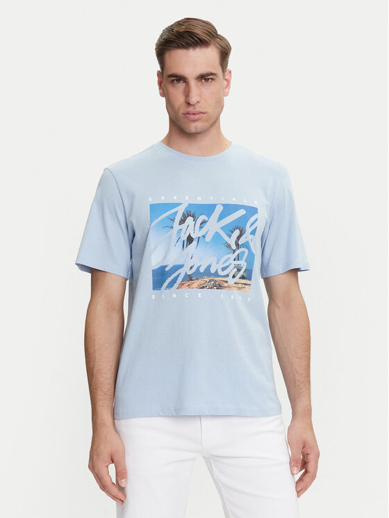Jack&Jones Тишърт Colton 12268438 Светлосиньо Standard Fit за Мъже цена