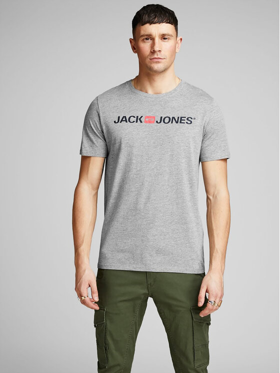 Jack&Jones Тишърт Corp Logo 12137126 Сив Slim Fit за Мъже цена