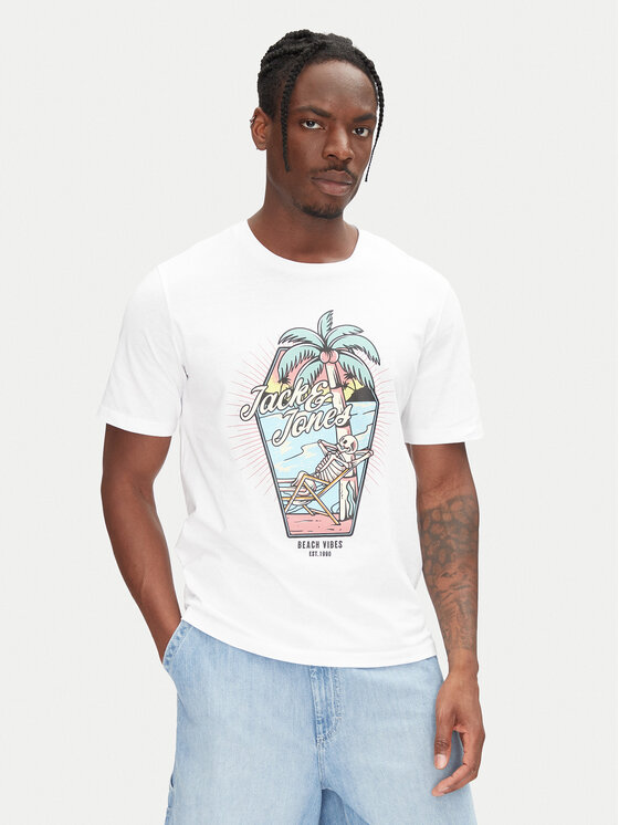 Jack&Jones Тишърт Eljah 12268472 Бял Relaxed Fit за Мъже цена