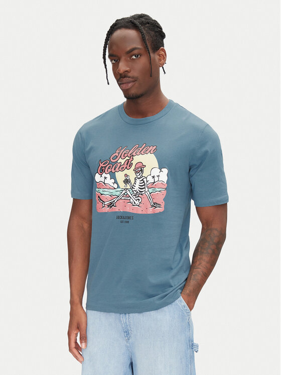 Jack&Jones Тишърт Eljah 12268472 Син Relaxed Fit за Мъже цена