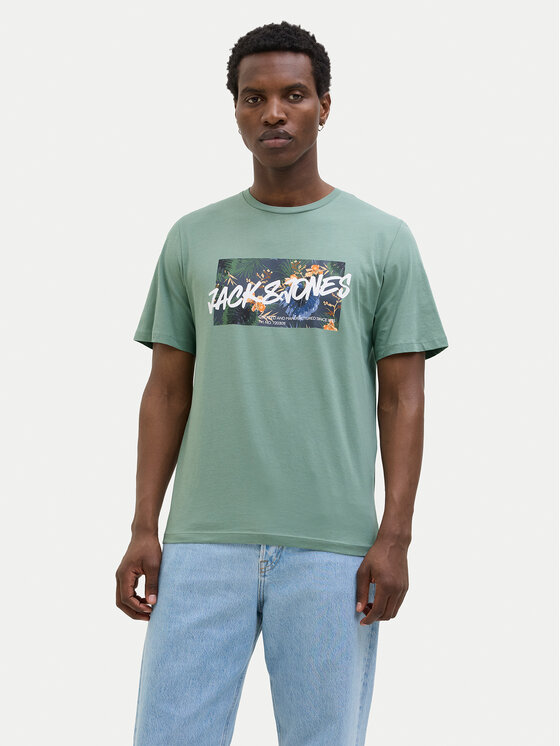 Jack&Jones Тишърт Hawaii 12269324 Зелен Standard Fit за Мъже цена