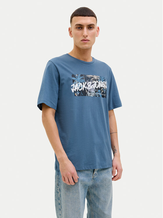 Jack&Jones Тишърт Hawaii 12269324 Син Standard Fit за Мъже цена
