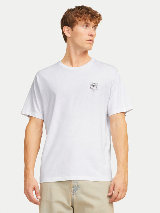 Jack&Jones Тишърт Jackie 12271366 Бял Relaxed Fit за Мъже цена