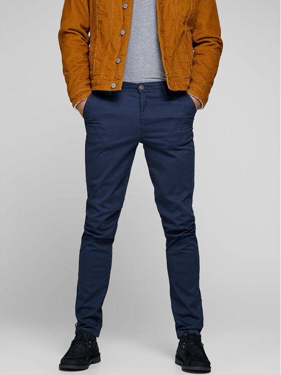 Jack&Jones Чино панталони Marco 12150148 Тъмносин Slim Fit за Мъже цена