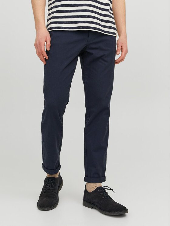 Jack&Jones Чино панталони Marco 12206198 Тъмносин Slim Fit за Мъже цена
