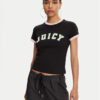 Juicy Couture Тишърт Collegiate Ringer JCWCT125320 Черен Slim Fit за Жени цена