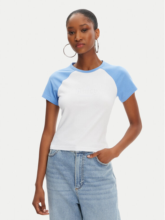 Juicy Couture Тишърт Contrast JCWCT125307 Бял Slim Fit за Жени цена