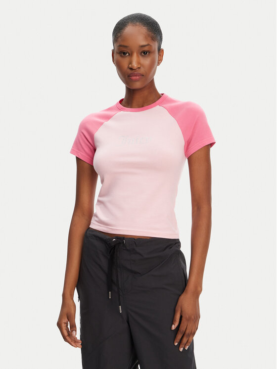 Juicy Couture Тишърт Contrast JCWCT125307 Розов Slim Fit за Жени цена
