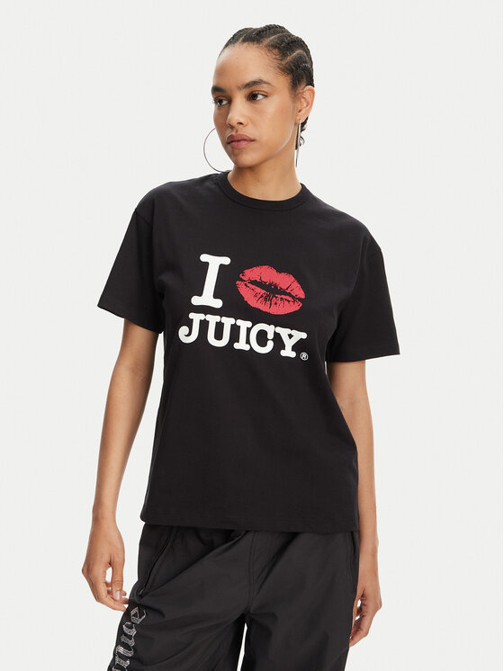 Juicy Couture Тишърт I Kiss JCWCT125348 Черен Oversize за Жени цена