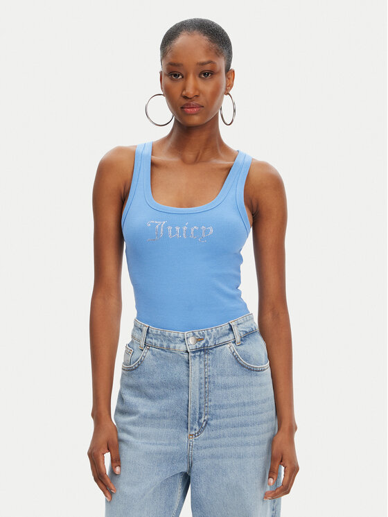 Juicy Couture топ Racer JCWLV125305 Син Slim Fit за Жени цена
