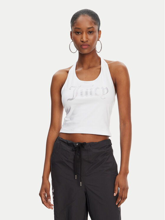 Juicy Couture топ Tied JCWCT125306 Бял Slim Fit за Жени цена