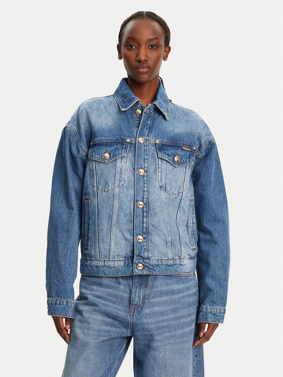 Just Cavalli Дънково яке 78PAS4O3 Син Regular Fit за Жени цена