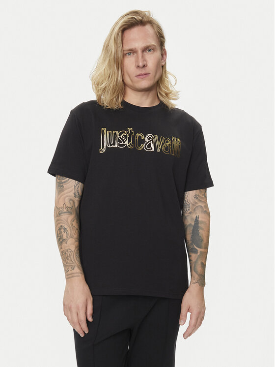 Just Cavalli Тишърт 76OAHG15 Черен Regular Fit за Мъже цена