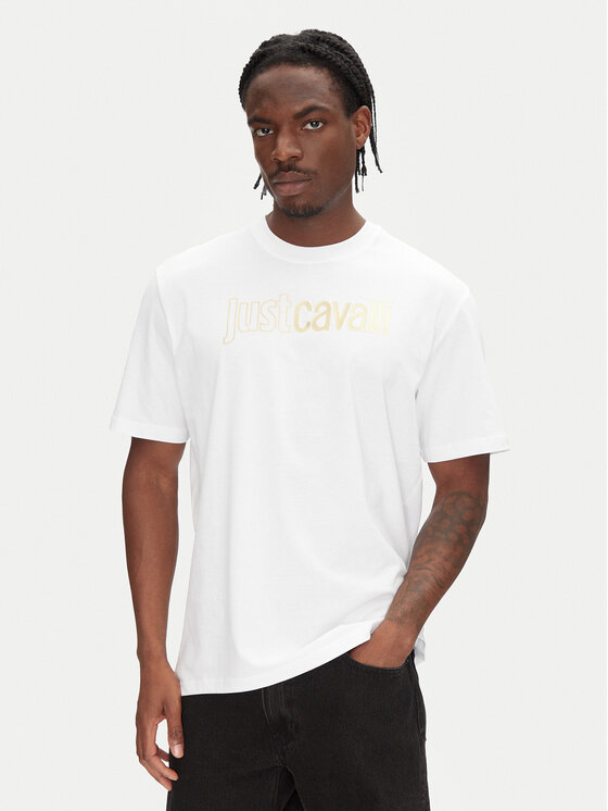 Just Cavalli Тишърт 78OAHT16 Бял Regular Fit за Мъже цена