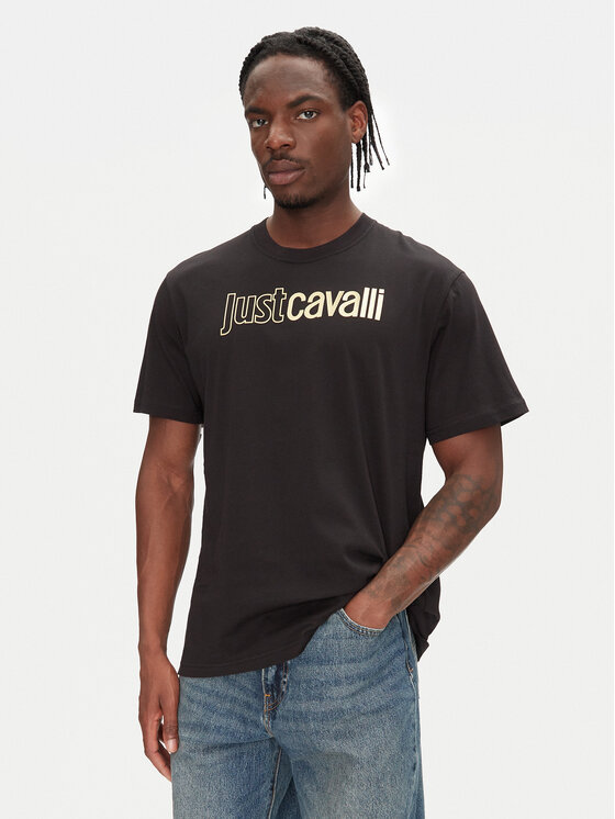 Just Cavalli Тишърт 78OAHT16 Черен Regular Fit за Мъже цена