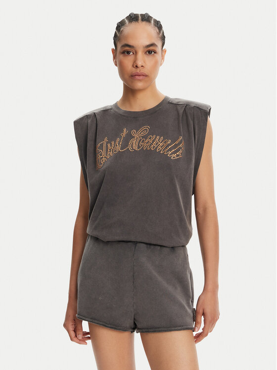 Just Cavalli Тишърт 78PAHE10 Сив Loose Fit за Жени цена