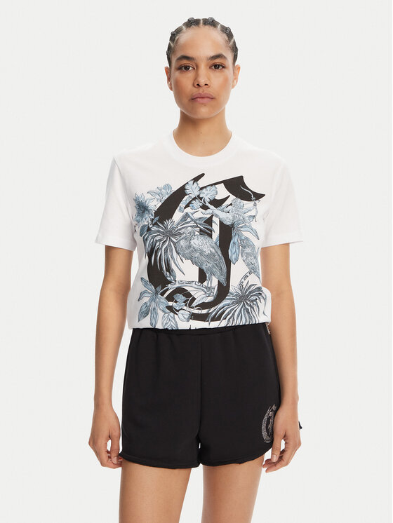 Just Cavalli Тишърт 78PAHT04 Бял Regular Fit за Жени цена