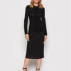 KARL LAGERFELD Ежедневна рокля Ruched 220W1352 Черен Slim Fit за Жени цена