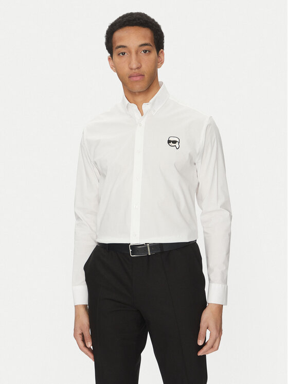KARL LAGERFELD Риза 605911 552671 Бял Slim Fit за Мъже цена