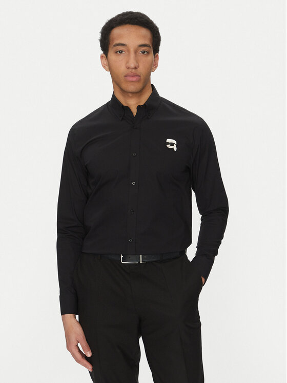 KARL LAGERFELD Риза 605911 552671 Черен Slim Fit за Мъже цена