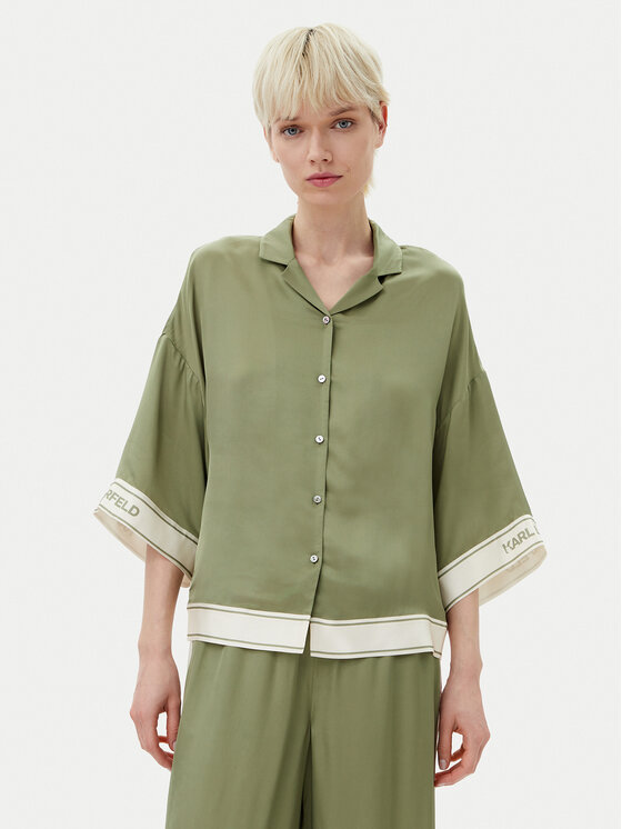 KARL LAGERFELD Риза A2W11037 Зелен Relaxed Fit за Жени цена